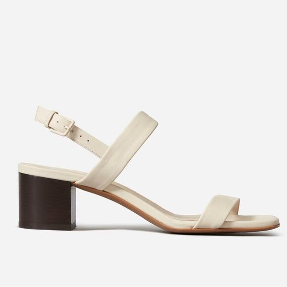 EVERLANE The Double Strap Block Heel Sandal Bone Leather Adjustable Buckle 10.5 - Picture 7 of 7